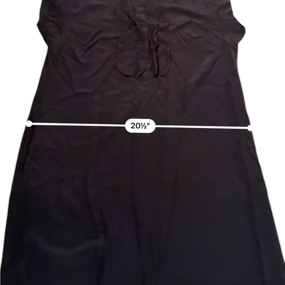 Weekend MaxMara 100% Silk Black Short Sleeve Ruffle Front Shift Dress Sz 12 US - Picture 12 of 13